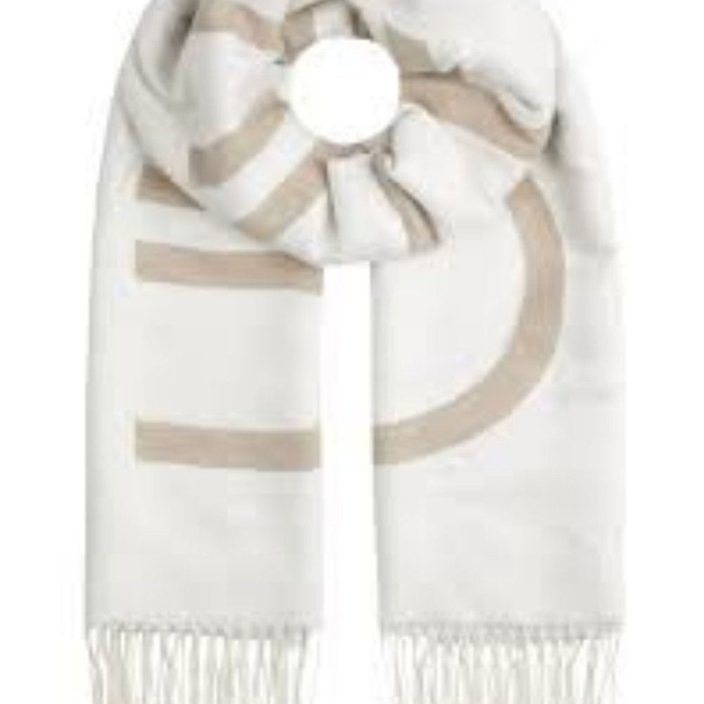 Calvin Klein cream logo soft winter scarf  NWOT